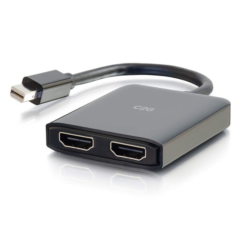 C2G 54292 USB Powered 4K 2-Port Mini DisplayPort to HDMI MST Hub Monitor Splitter, Black - Image 1